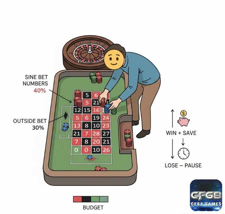 Người chơi roulette quản lý vốn cược bằng cách chia nhỏ ngân sách, kết hợp line bet với các loại cược khác, và tuân thủ kỷ luật
