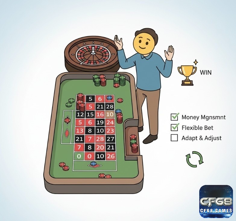 Người chơi thực hiện chiến lược line bet roulette là gì thông minh, kết hợp quản lý vốn và linh hoạt điều chỉnh cược