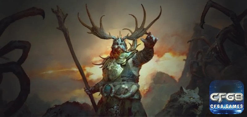 Nhân vật Druid gọi sấm sét trong hầm ngục, quỷ bị choáng và ánh sáng xanh trắng bùng lên