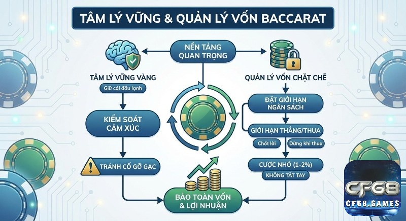 Sơ đồ chiến lược tâm lý và quản lý vốn Baccarat: kiểm soát cảm xúc, giới hạn ngân sách, cược nhỏ bảo toàn lợi nhuận