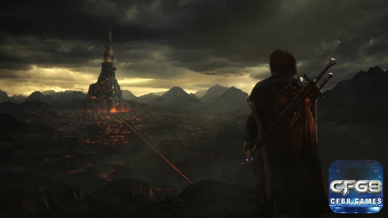 Talion quan sát Mordor từ điểm cao trong Shadow of War