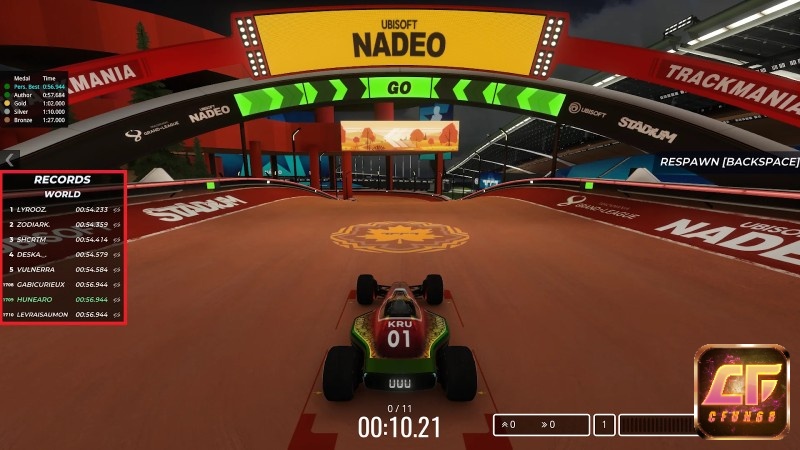 Bảng xếp hạng đường đua trong ngày Trackmania