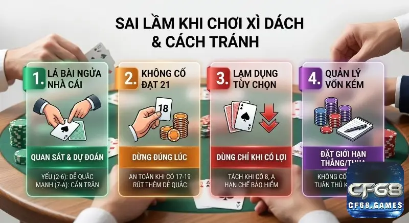 Checklist 4 sai lầm cơ bản người chơi Xì dách thường mắc phải cùng cách khắc phục hiệu quả giúp quản lý vốn