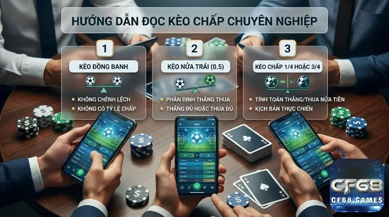 Hướng dẫn đọc kèo chấp chuyên nghiệp: kèo đồng banh, nửa trái, 1/4, 3/4. Giải thích các loại kèo bóng đá trên điện thoại, có chip