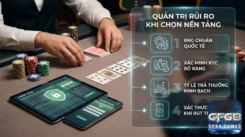 Quản trị rủi ro khi chọn nền tảng Short Deck Poker là gì: RNG chuẩn quốc tế, KYC rõ ràng, tỷ lệ trả thưởng minh bạch, xác thực OTP khi rút tiền