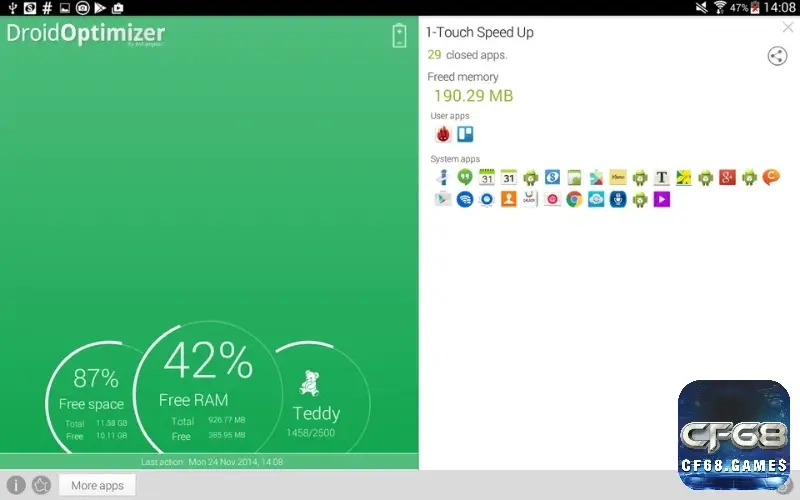 Droid Optimizer phù hợp với nhu cầu dọn file rác, xóa cache và làm nhẹ điện thoại Android